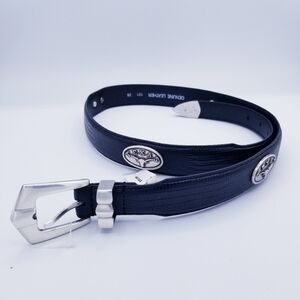 Teju Lizard Print Black Leather Texas Studded Belt size 36